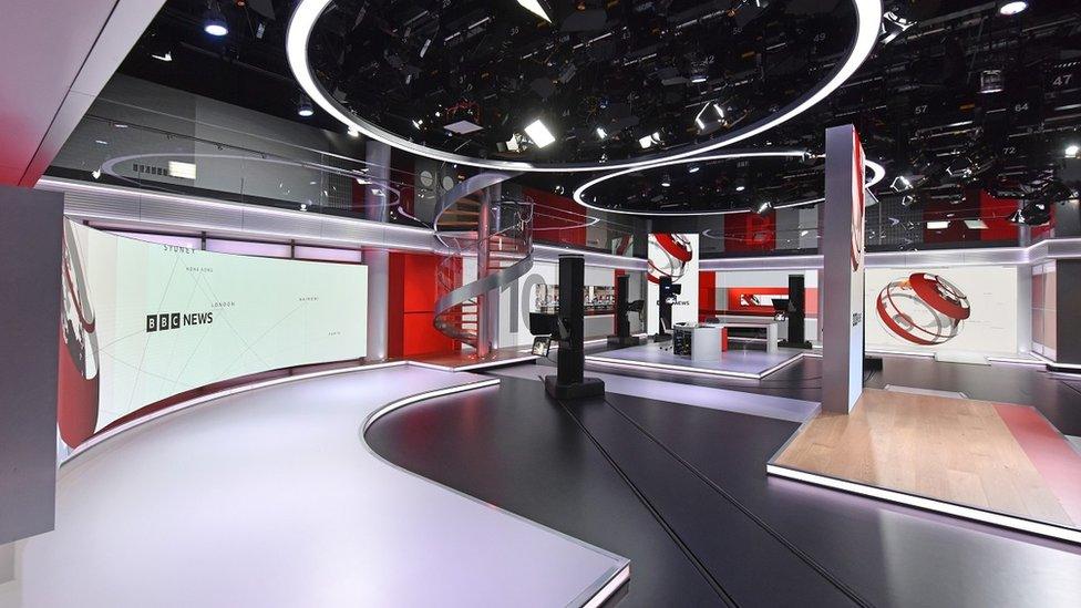 Inside empty BBC News Studio floor