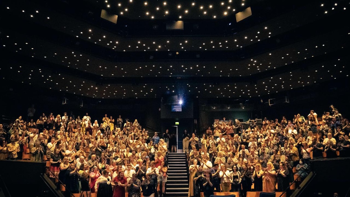 Audience applause inside the theatre at Sheffield Docfest